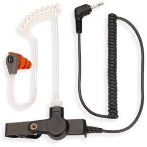 Shoulder-Mic Earphone Kit with DEC Ambient Noise Filter (Orange Earpiece)