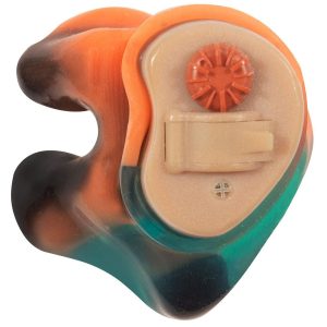 An orange, green and black Chameleon Ear™ PRO ShotHunt™ Sleeve.