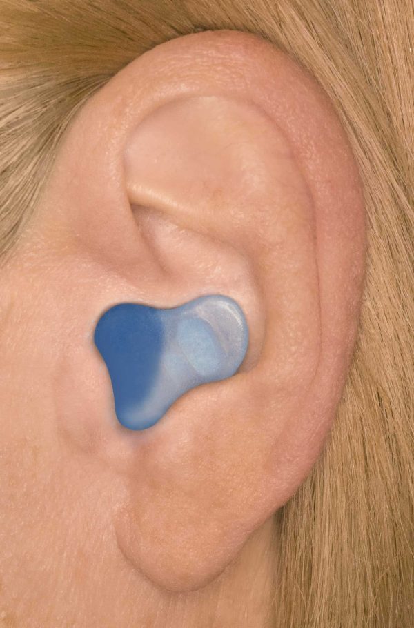 custom earplugs for sleeping, Sleep Plugs Plus, blue in ear